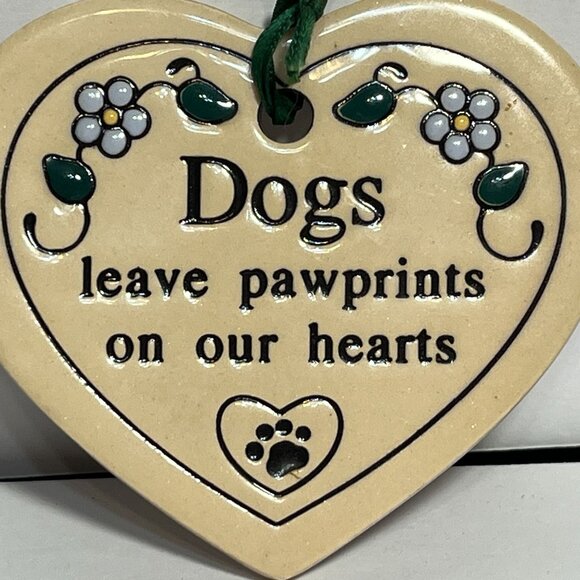 Dogs Leave Pawprints On Our Hearts Ceramic Heart Ornament By Trinity Pottery - Picture 2 of 4